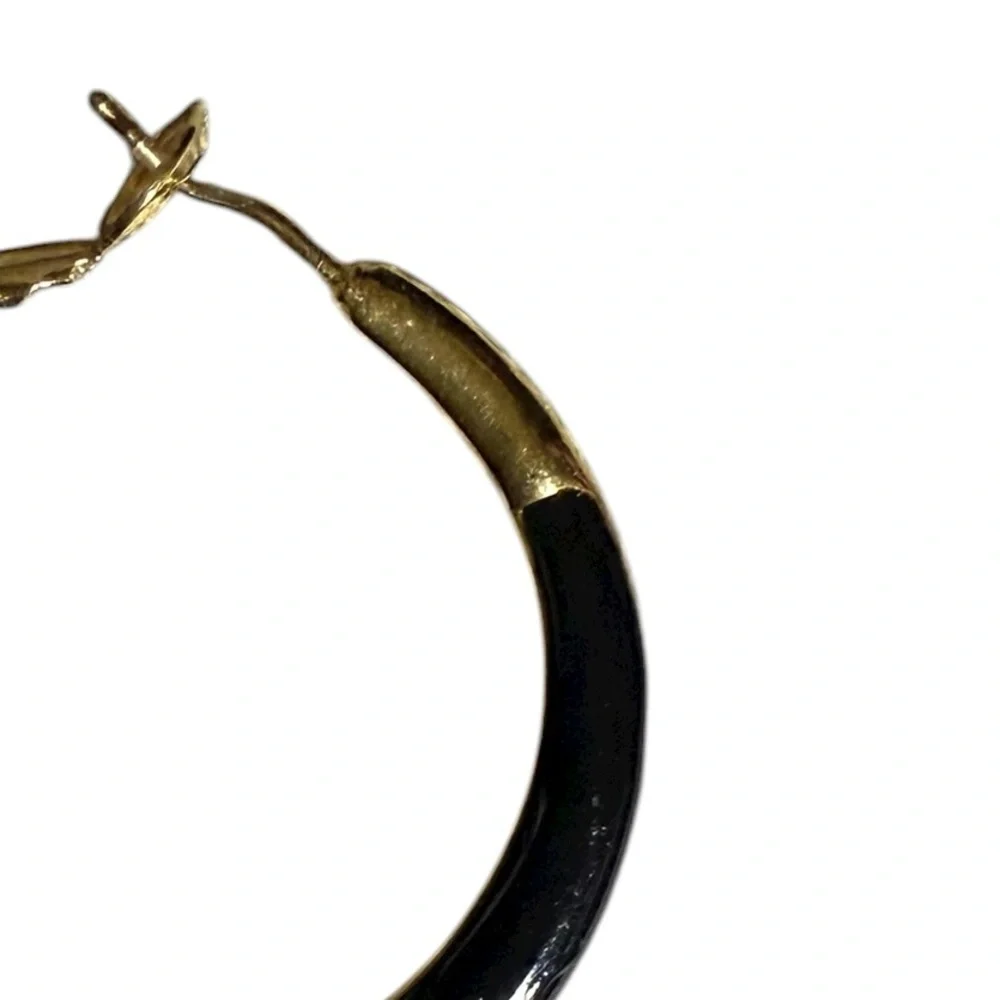 Lot Of 2 Hoop Earrings Silver Filigree & Black Enamel Gold Tone 2/$18